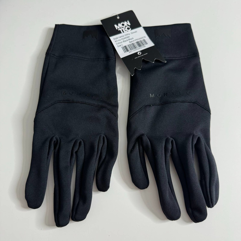 NWT MONTEC Utility Ski Gloves Black on Black Large